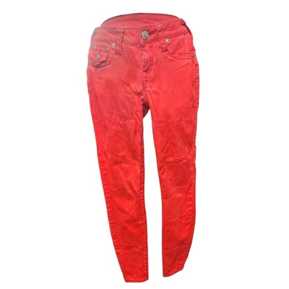 True Religion Red Legging Skinny Jeans Embellished Size 24 - Picture 1 of 9